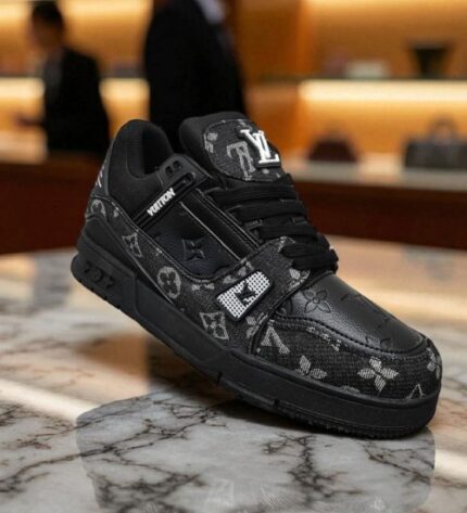 Louis Vuitton Trainer Black Denim With All Accessories