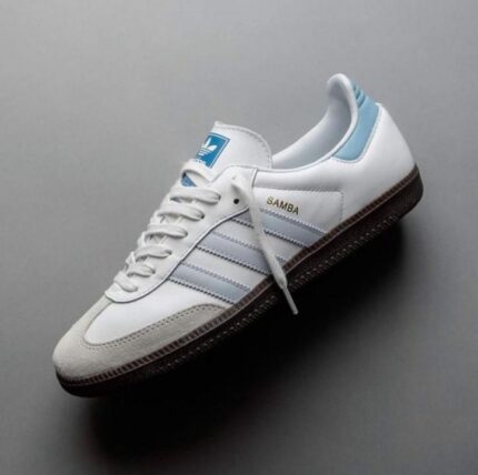 Adida.s Samba White Sky Blue Men Leather Quality